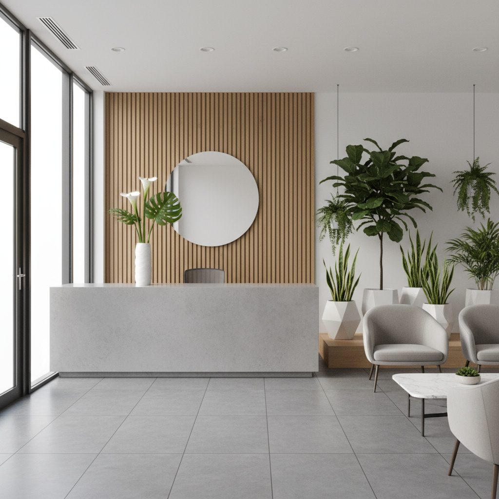 Florale Dekoration im modernen Büro